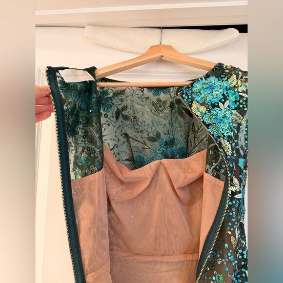 NWOT BRONX AND BANCO Violet Teal Maxi Dress , Elegant Floral Gown - Picture 15 of 15